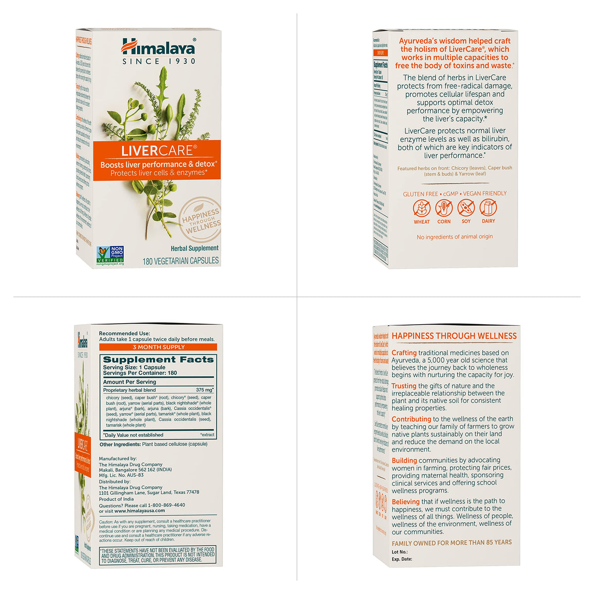 Himalaya LiverCare For Liver Support, 375 mg, 180 Capsules, 90 Day Supply