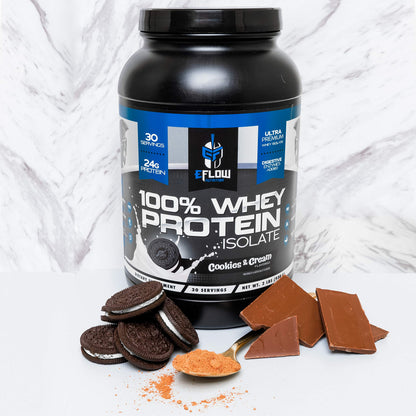 eFlow Nutrition 100% Whey Protein Isolate - Lactose-Free Digestive Enzymes Added