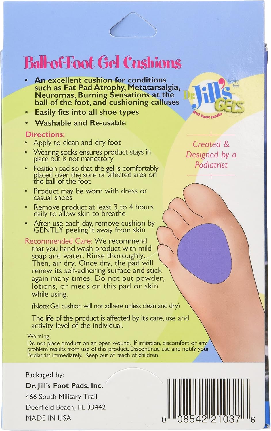 Dr. Jills Gel Ball of Foot Cushions (Self-Sticking and Re-Usable)