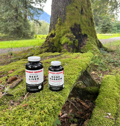 Ancient Origins Grass Fed Beef Liver 360 Capsules, 750 mg Each and Bone Marrow 180 Capsules 510 mg Each