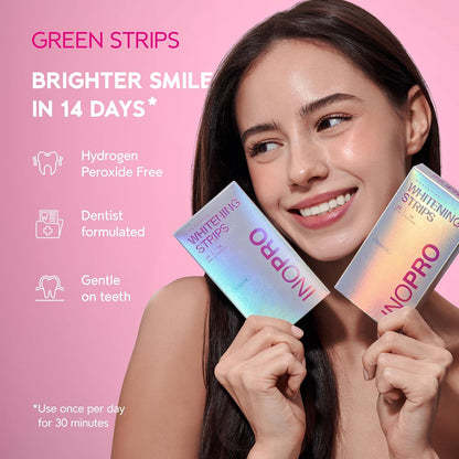 InoPro Whitening Hydroxyapatite Toothpaste + Green Teeth Whitening Strips 14 Treatments + Natural Teeth Whitening Strips Kit 14 Treatments Kit