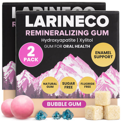 Larineco Remineralizing Gum with Nano Hydroxyapatite & Xylitol – Sugar-Free Xylitol Gum – Plastic-Free, Dye-Free, Aspartame-Free – Natural Base – 36 Pieces, Mastic Mint