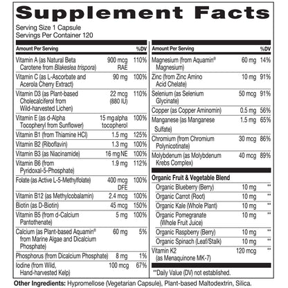 NATURELO One Daily Multivitamin for Women 50+ (Iron Free) - Menopause Support
