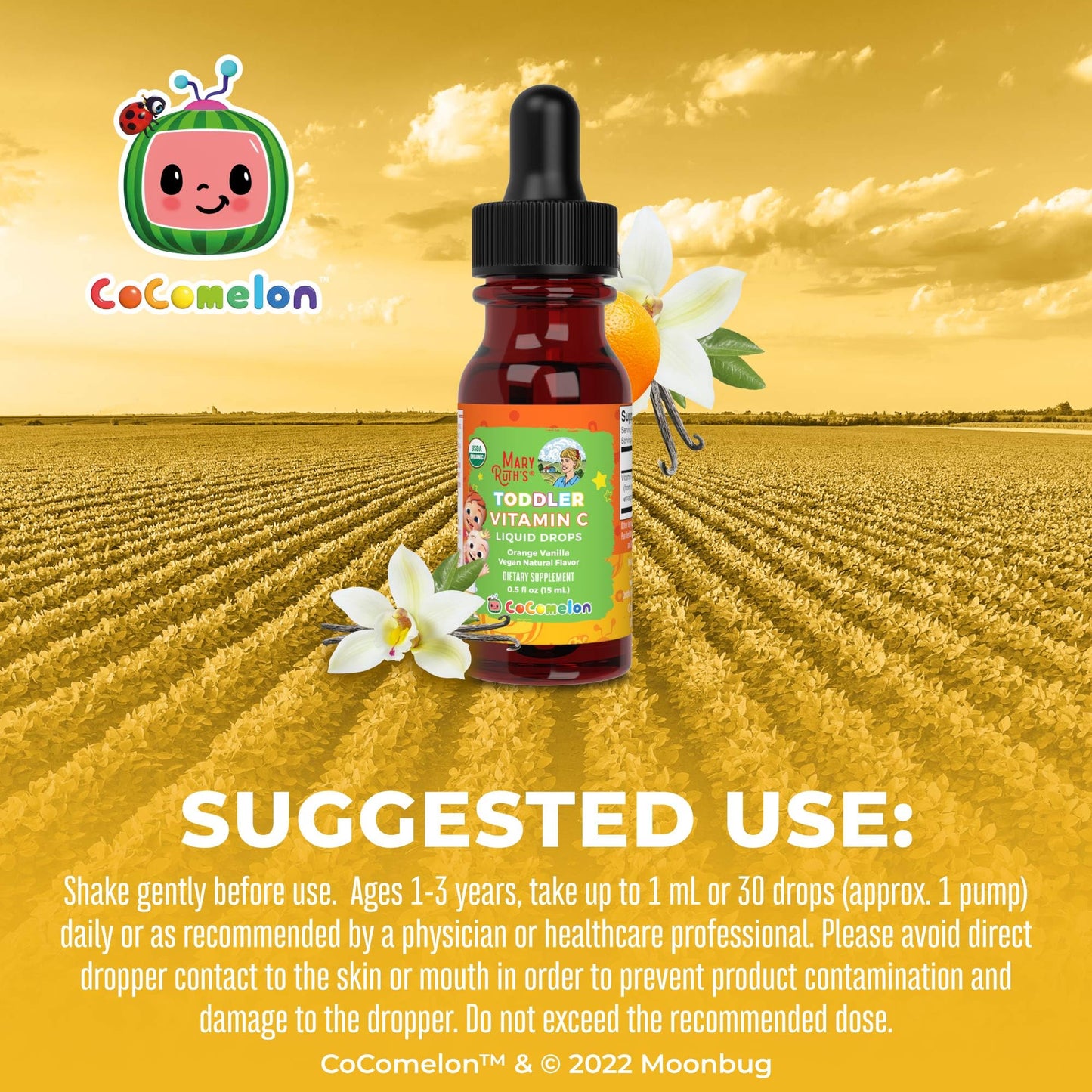 MARYRUTH'S USDA Organic Kids Vitamin C Drops Vegan Vitamin C Immune Support Supplement for Ages 4-13 | Immune Support & Overall Health | Vitamin C from Organic Acerola Fruit Extract | 2oz
