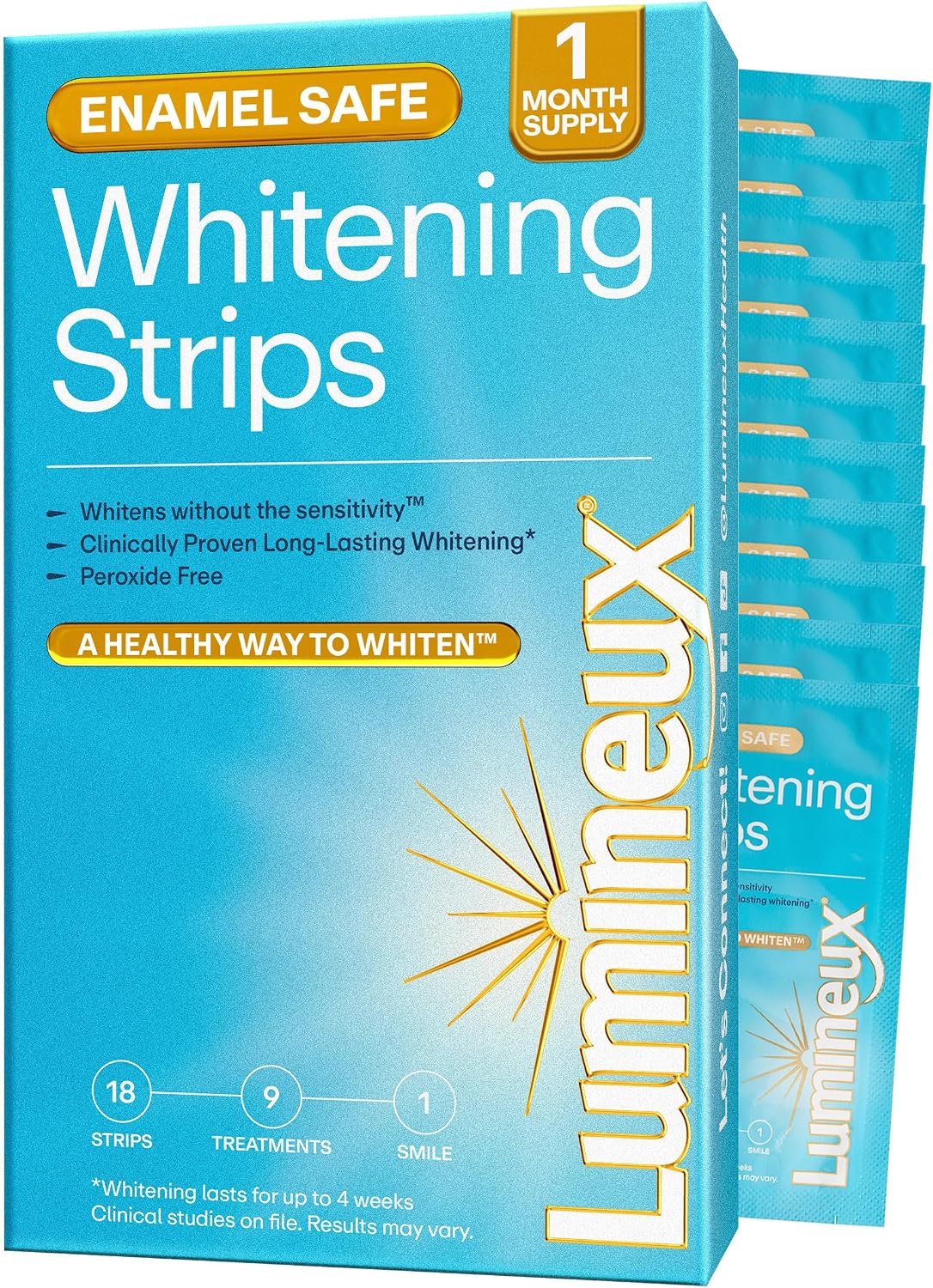 Lumineux Teeth Whitening Strips 9 Treatments – Peroxide Free - Enamel Safe for Whiter Teeth - Whitening Without The Sensitivity - Dentist Formulated and Certified Non-Toxic - Sensitivity Free