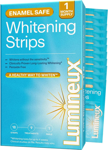 Lumineux Teeth Whitening Strips 9 Treatments – Peroxide Free - Enamel Safe for Whiter Teeth - Whitening Without The Sensitivity - Dentist Formulated and Certified Non-Toxic - Sensitivity Free