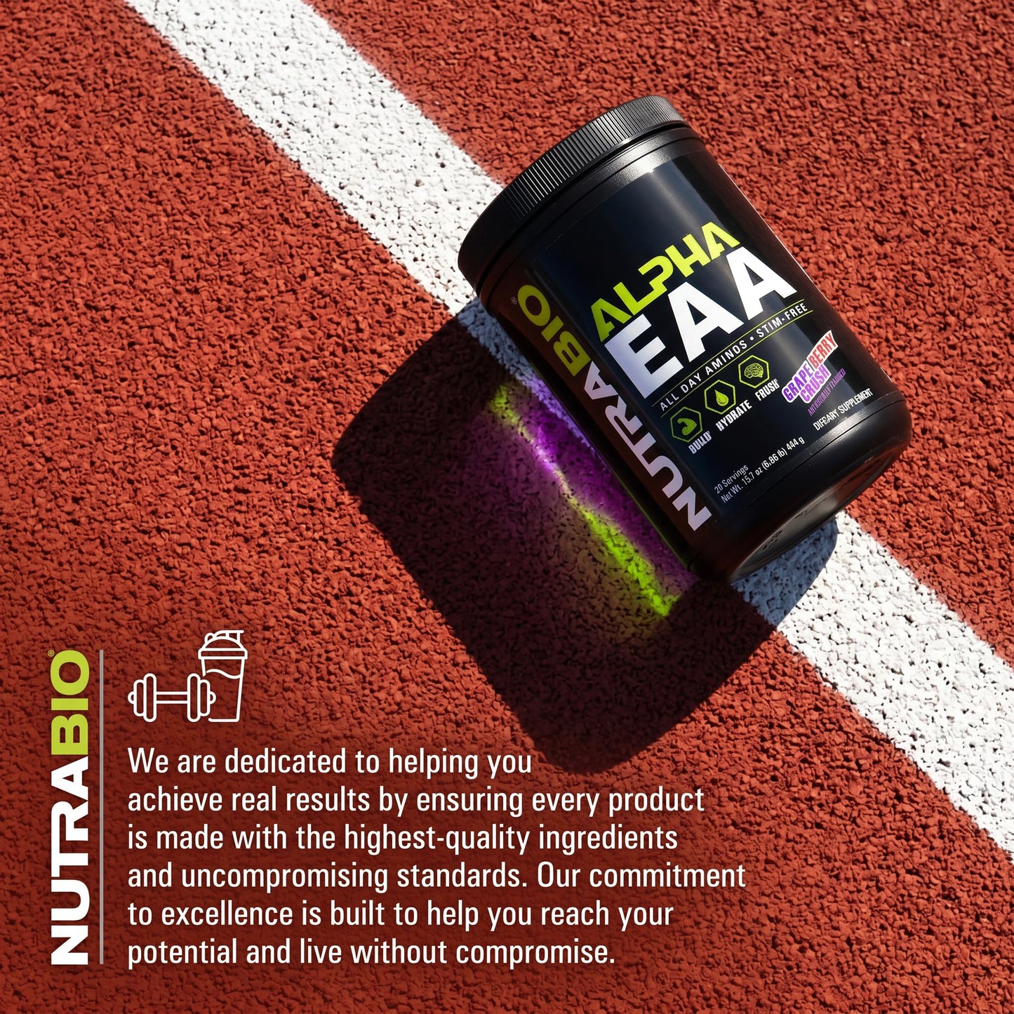 NutraBio Alpha EAA - All-Day Amino Acids for Muscle Growth and Hydration - Essential Amino Acids with Nootropics & Adaptogens- Full Spectrum EAA BCAA Powder - 30 Servings - Strawberry Lemon