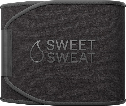 Sports Research Sweet Sweat Waist Trimmer (Core Series) - Premium Sweat Enhancing Fitness Band for Women & Men - Adjustable Fit · Latex-Free Neoprene - Matte Black, Medium