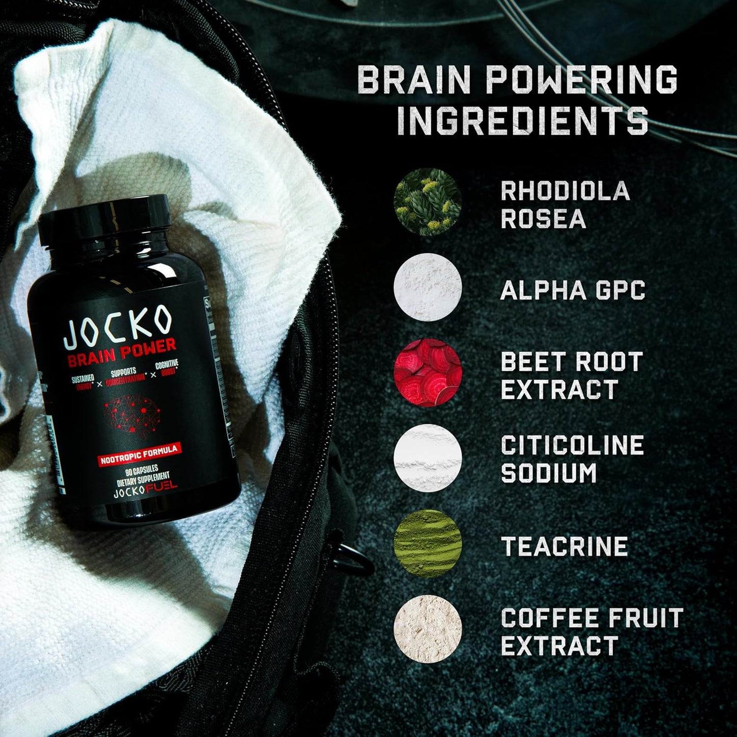 Jocko Fuel Brain Power - Nootropic Dietary Supplements for Memory & Focus wiht L Theanine, L Carnitine- Energy & Focus Supplement (90 Capsules)