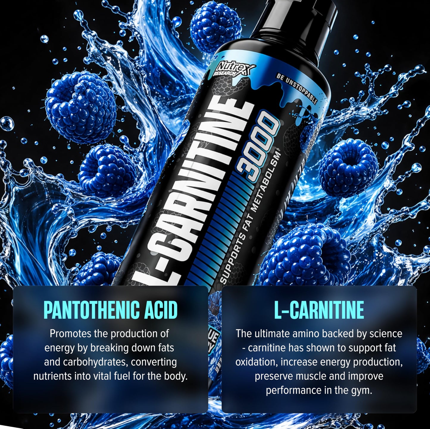 Nutrex Research L Carnitine 3000 - Clinically Dosed L-Carnitine Liquid for Energy, Metabolism & Muscle Recovery - Delicious Strawberry Watermelon - No Sugar, No Carbs, No Stimulants - 31 Servings