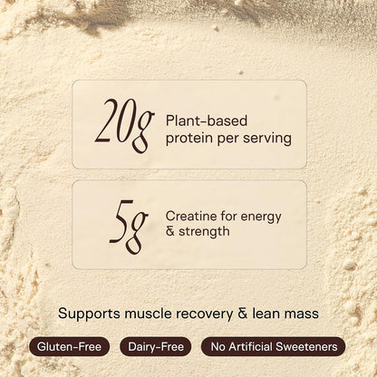 Happy Aging Vegan Protein Powder for Women, 20g Organic Pea & Pumpkin Seed Protein, 5g Creatine for Women, Monk Fruit Sweetened, Organic Cocoa & Chia, Vegan Plant Based Protein
