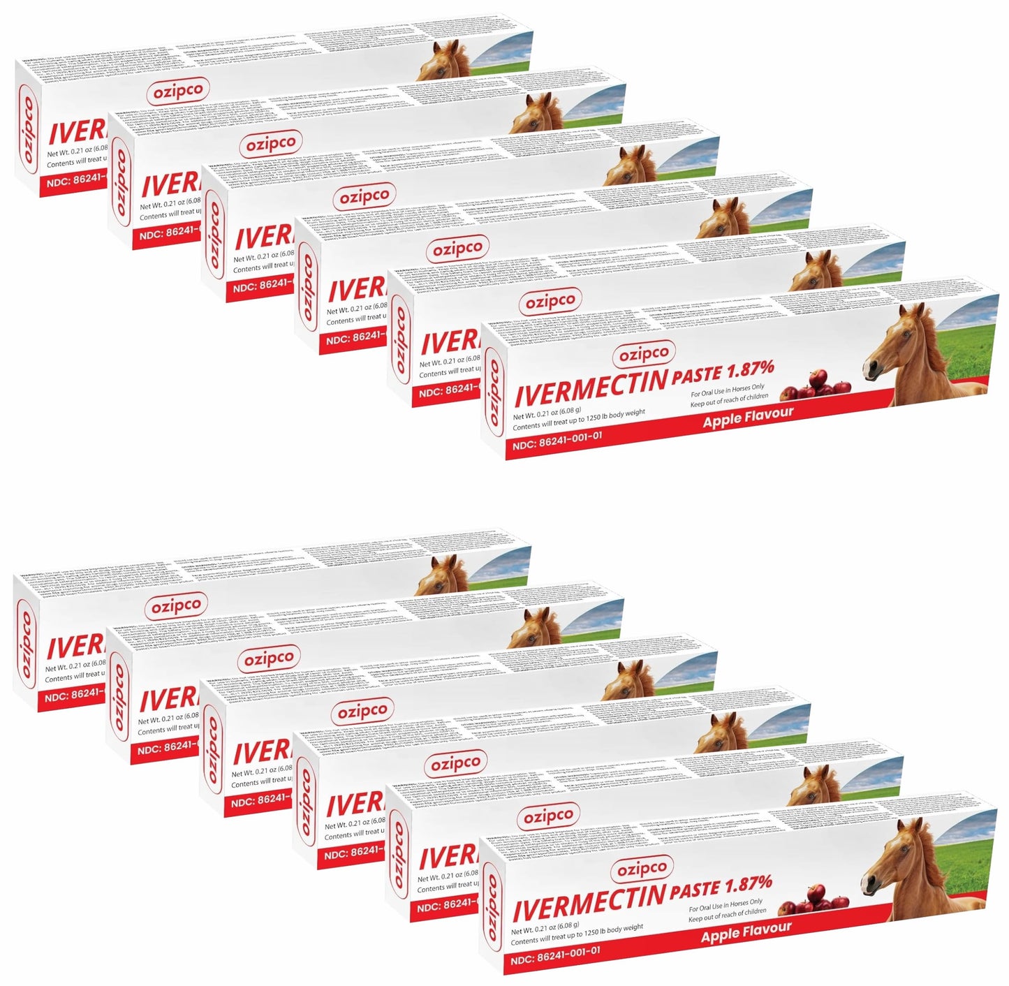 Ivermectin Horse Paste 1.87% | Apple Flavor – 6.08g Syringe for Equine Use Only Up to 1250 LB