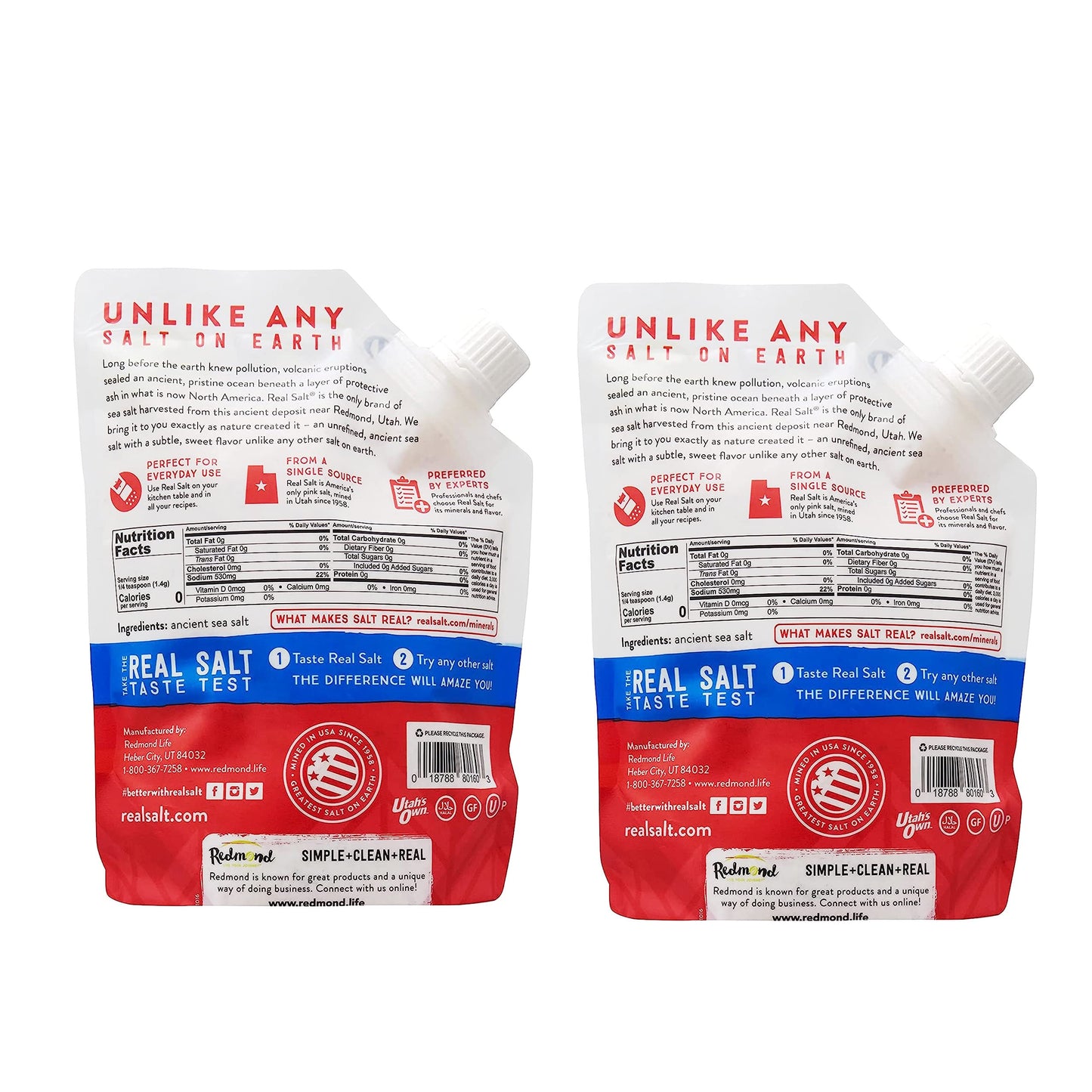 REDMOND Real Sea Salt - Natural Unrefined Gluten Free Fine, 26 Ounce Pouch (1 Pack)