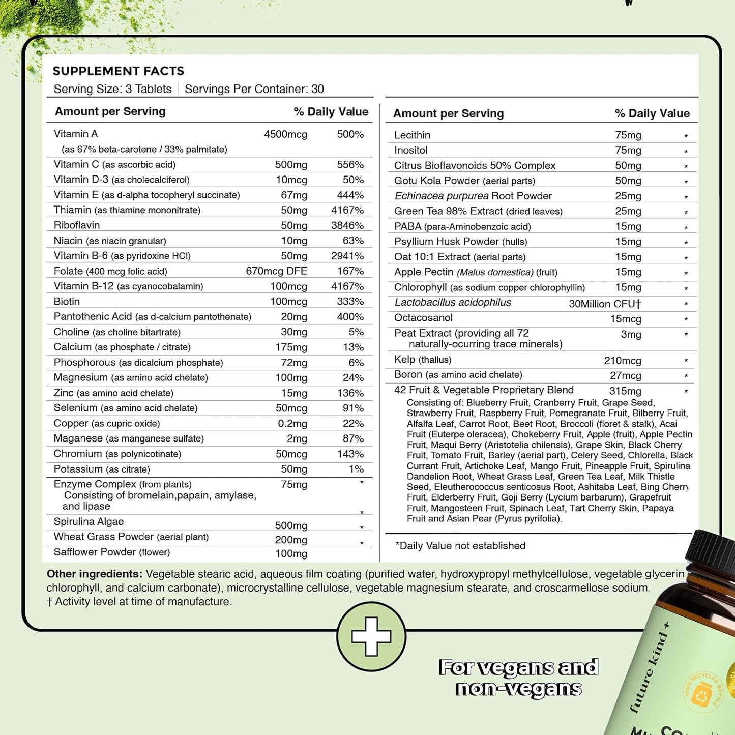 Future Kind Multivitamin Bundle - Vegan Complete Multivitamin and Vegan Essential Multivitamin - Vegan Vitamin B12, Omega 3, and Vitamin D3 - Complete Multivitamin, 42 Vitamins in 1 for Men and Women