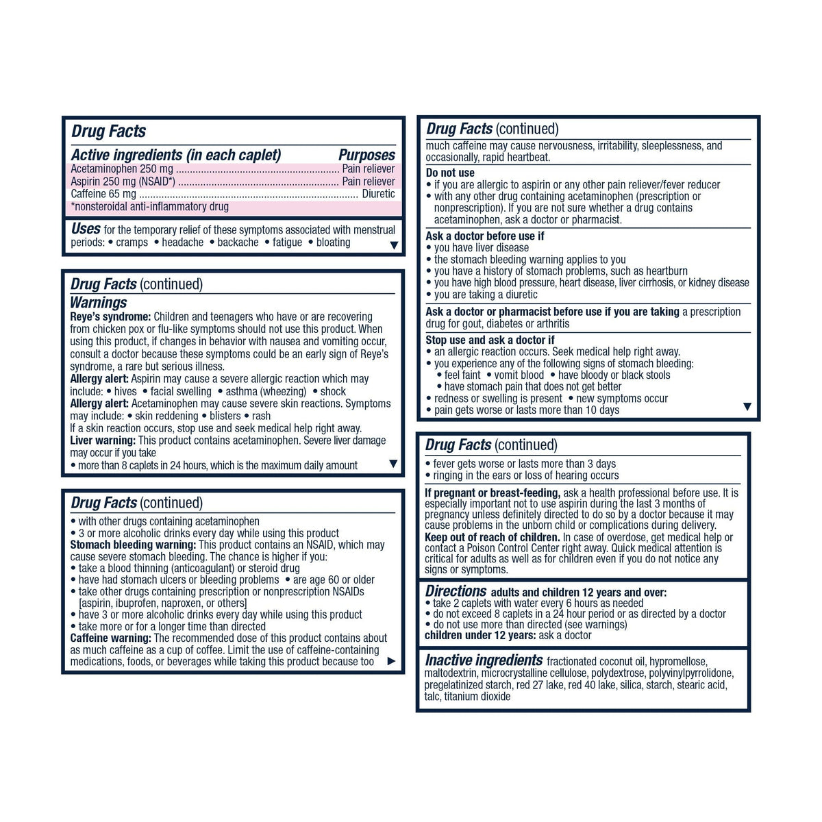 Pamprin Maximum Strength Max Formula, with Acetaminophen, Menstrual Period Symptoms Relief