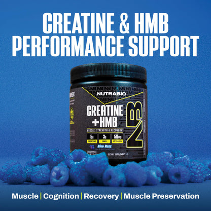 NutraBio Creatine + HMB- Creatine Monohydrate with HMB Powder for Muscle Growth, Increased Strength- 30 Servings (Unflavored)