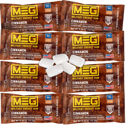 MEG Military Energy Gum, Multi Flavors | Caffeine Gum - Pack of 3, 15 Count