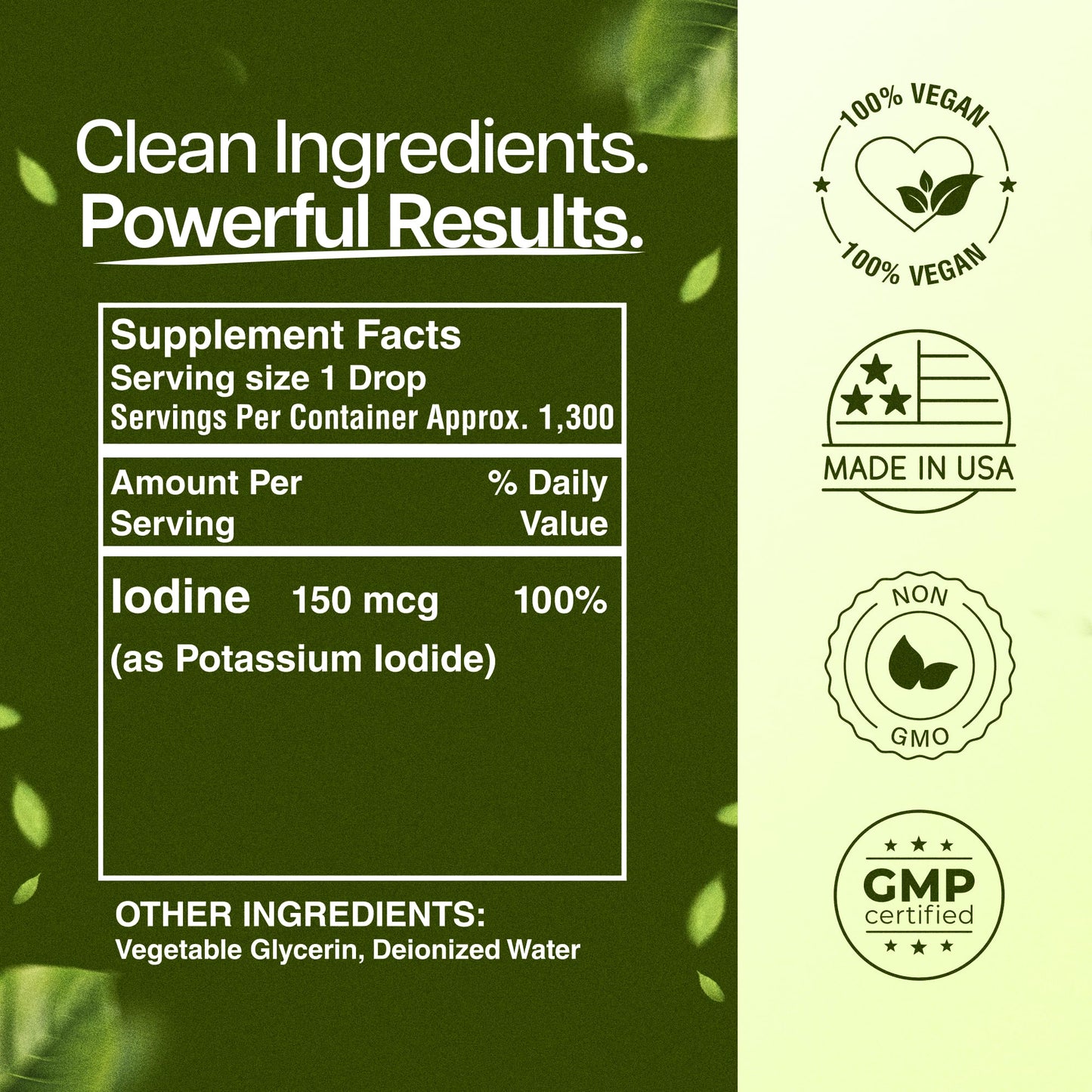 Liquid Iodine Drops – 1300 Servings Potassium Iodide for Thyroid, Metabolism & Detox Support – 2X Absorption – 3 Year Supply – USA Made, Gluten Free, Vegan – 2 Fl Oz