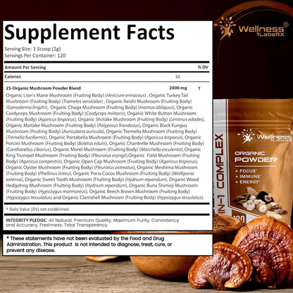 WELLNESS LABSRX Mushroom Powder 2000mg - Mushroom Coffee Blend 5500mg | Bundle