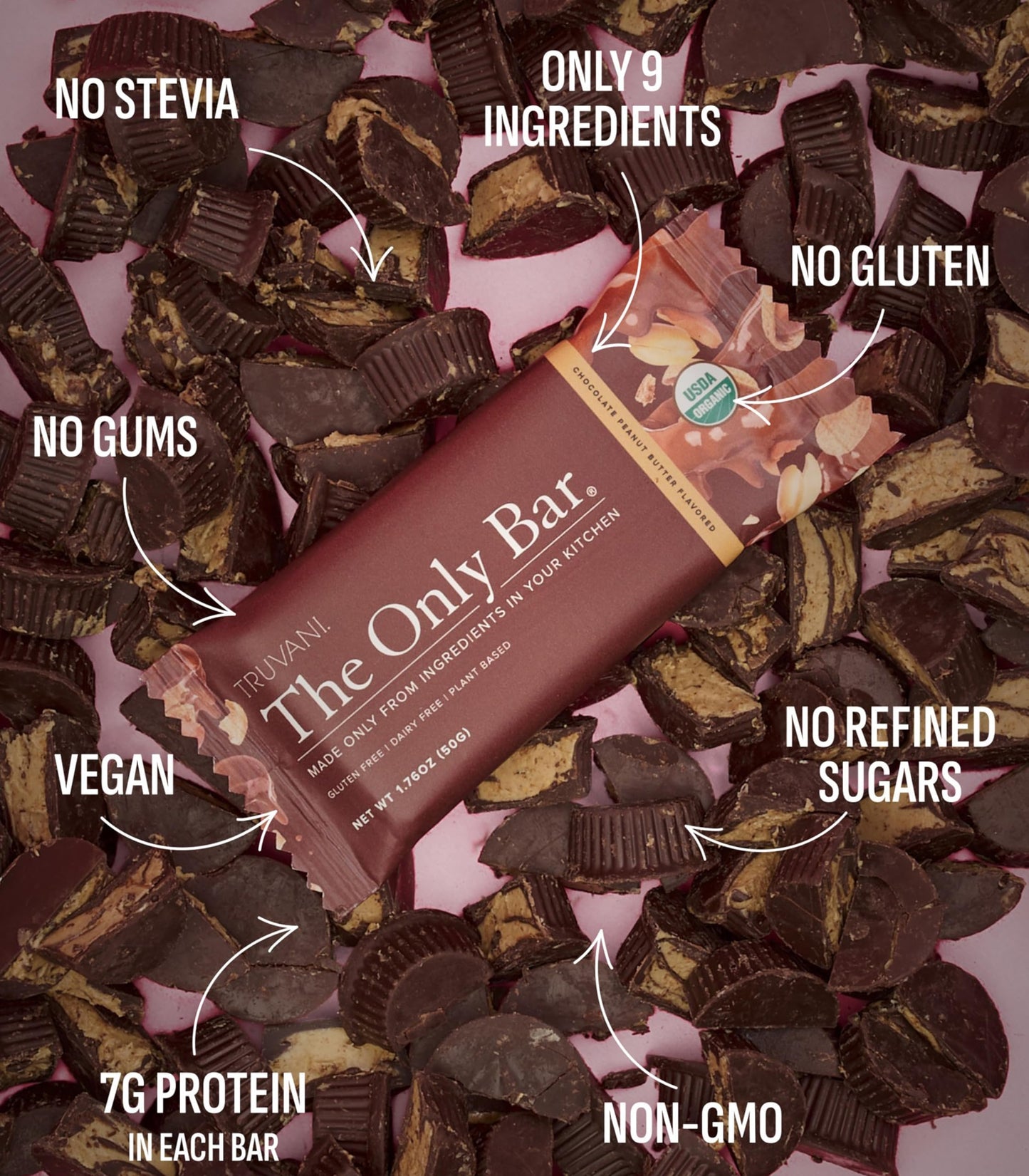 Truvani Plant Based Snack Bars | Variety | 12 Pack | Vegan | 5-8g Protein | USDA Organic and Vegan | Dairy, Soy, and Gluten Free | Individually Wrapped