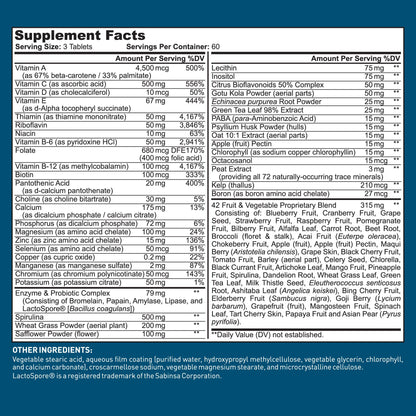 Dr. Tobias Adult Multivitamin for Women & Men 90 Count | Daily Energy & Immune Support | Vitamin Supplement with 42 Fruits & Vegetables + Probiotic + Enzymes | Vegan | 30 Servings