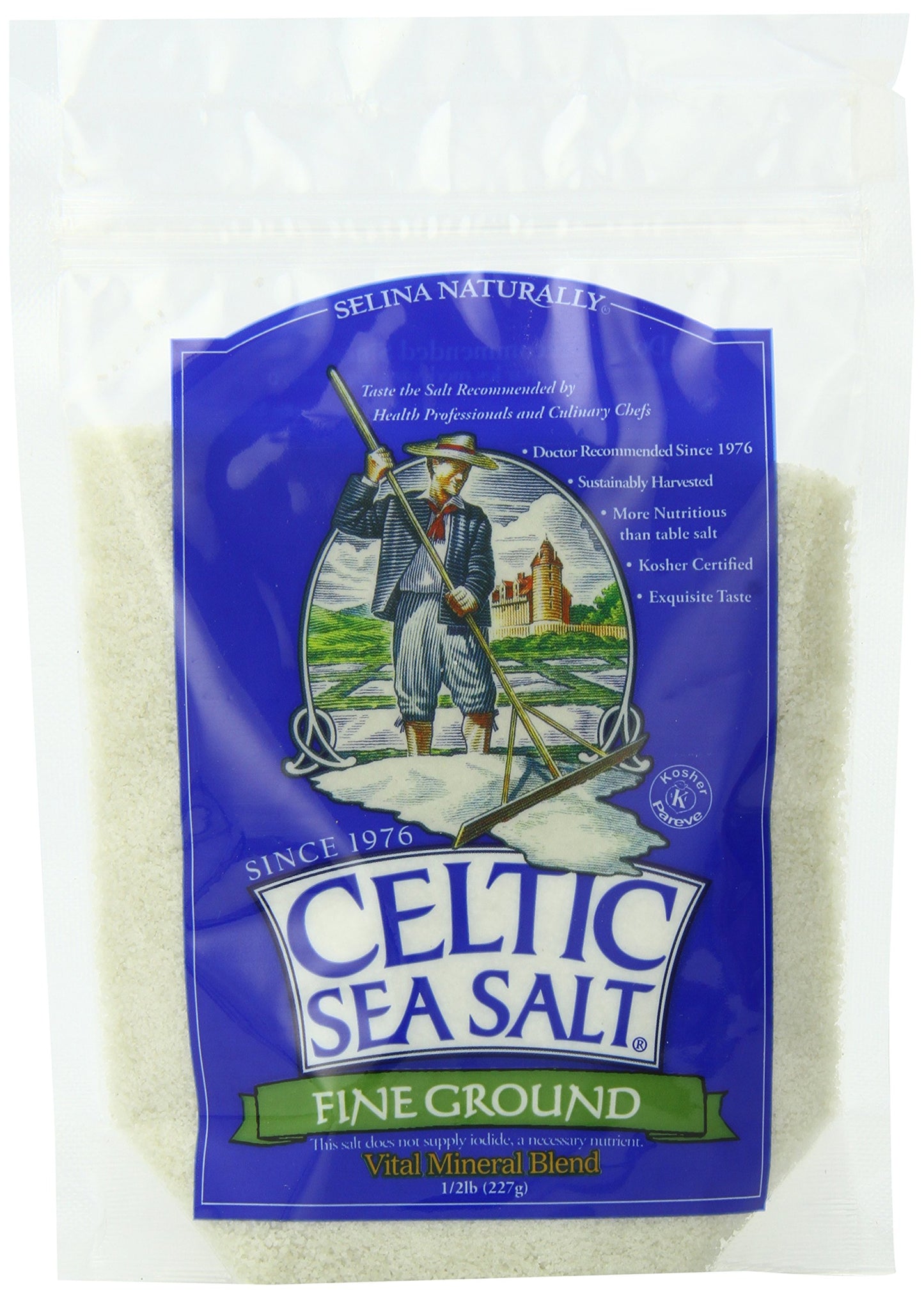 Celtic Sea Salt Fine Ground – Unrefined Mineral Salt, Sustainably Harvested, GMP Certified, Lab Tested – Baking, Cooking, Hydration, Everyday Use – 1 lb Resealable Bag