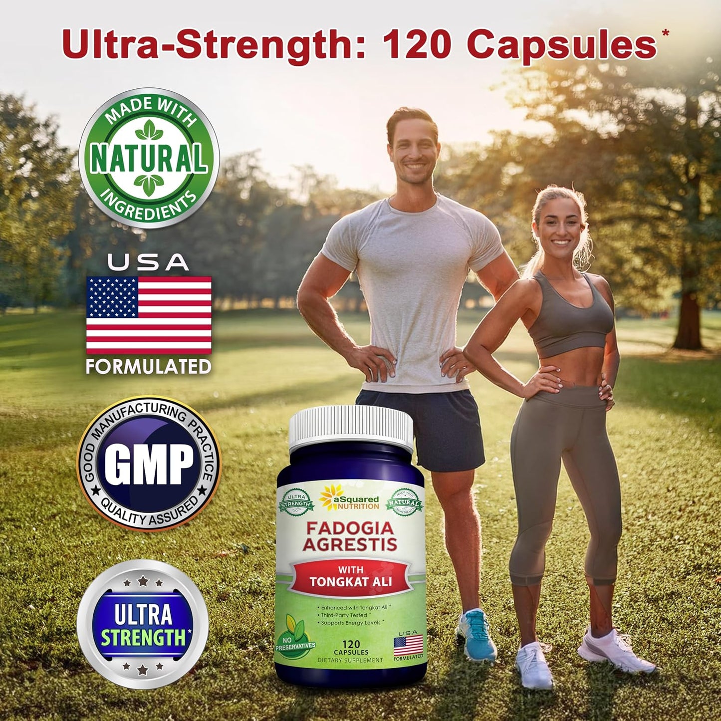 Fadogia Agrestis with Tongkat Ali - 1000mg Per Serving - 120 Capsules | Fadogia Agrestis & Tongkat Ali Extract Supplement - Powder Complex Pills for Men and Women
