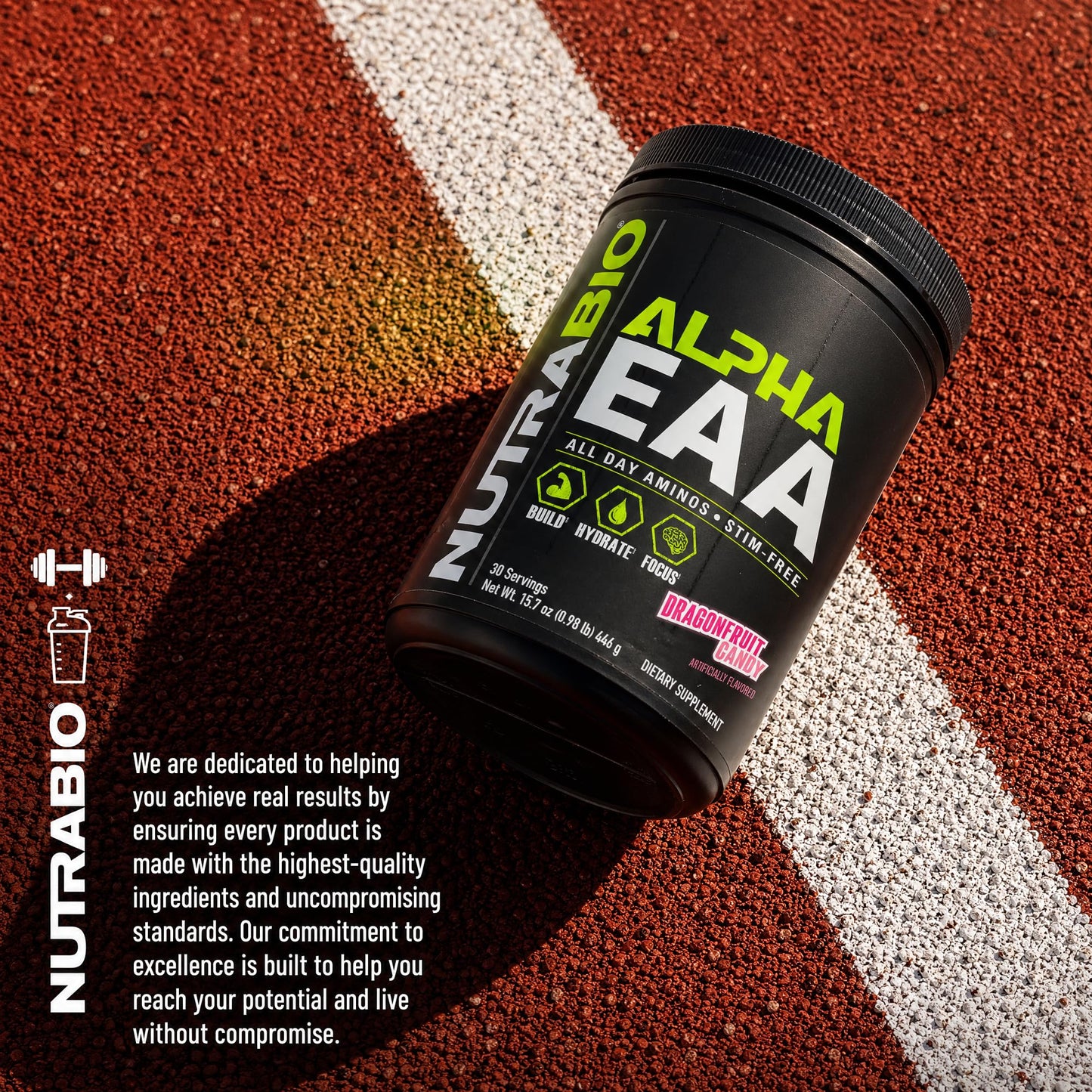 NutraBio Alpha EAA - All-Day Amino Acids for Muscle Growth and Hydration - Essential Amino Acids with Nootropics & Adaptogens- Full Spectrum EAA BCAA Powder - 30 Servings - Strawberry Lemon
