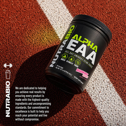 NutraBio Alpha EAA - All-Day Amino Acids for Muscle Growth and Hydration - Essential Amino Acids with Nootropics & Adaptogens- Full Spectrum EAA BCAA Powder - 30 Servings - Strawberry Lemon