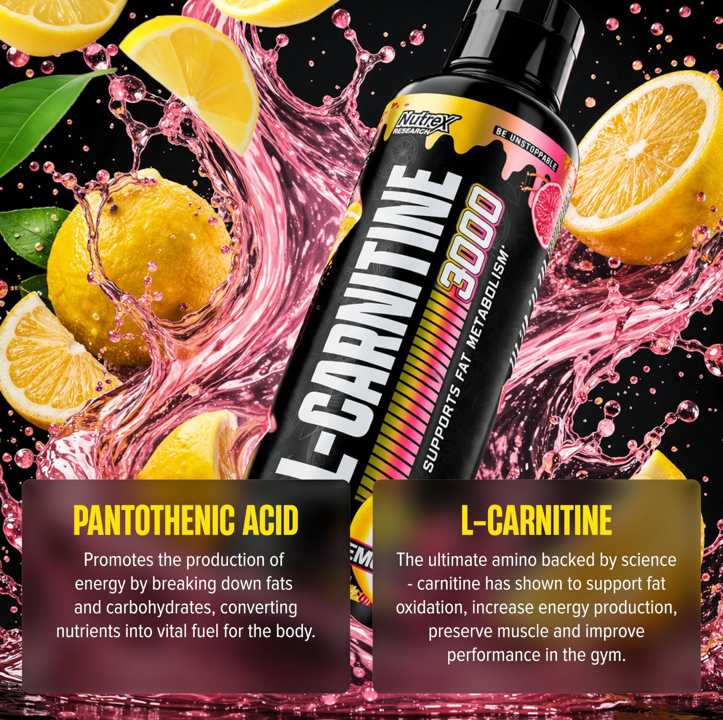 Nutrex Research L Carnitine 3000 - Clinically Dosed L-Carnitine Liquid for Energy, Metabolism & Muscle Recovery - Delicious Strawberry Watermelon - No Sugar, No Carbs, No Stimulants - 31 Servings