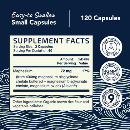 Magnesium Bisglycinate 400mg | Chelated Bisglycinate for Muscle Relaxation, Bones