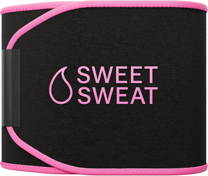 Sports Research Sweet Sweat® Waist Trimmer for Women and Men - Sweat Band Waist Trainer for High-Intensity Training & Workouts Black/Pink