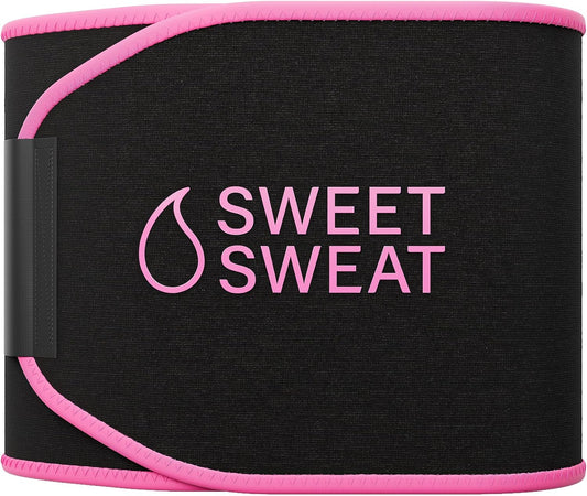 Sports Research Sweet Sweat® Waist Trimmer for Women and Men - Sweat Band Waist Trainer for High-Intensity Training & Workouts Black/Pink