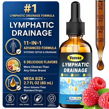 Lymphatic Drainage Drops - Organic Lymphatic Drops, Herbal Liquid Support for Natural Fluid Balance & Immunity - Burdock Root, Elderberry & Calendula -Lemon Flavor, 2.7 Fl Oz