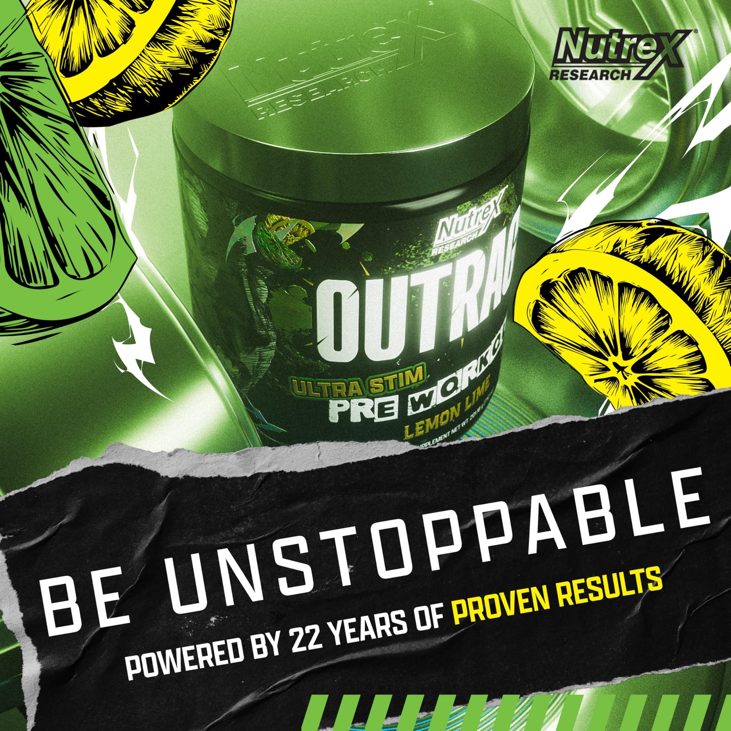 Outrage Ultra HIGH STIM Pre-Workout Powder for Men | 400mg Caffeine, L-Citrulline, Beta-Alanine, Creatine | Extreme Energy, Focus, Strength & Endurance (30 Servings, Strawberry Watermelon)
