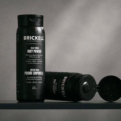 Brickell Men's Products Stay Fresh Body Powder for Men, Talc-Free, Absorbs Sweat, Keeps Skin Dry, with Aloe, Pro-Vitamin B5, and Corn Starch, 5 oz, Scented