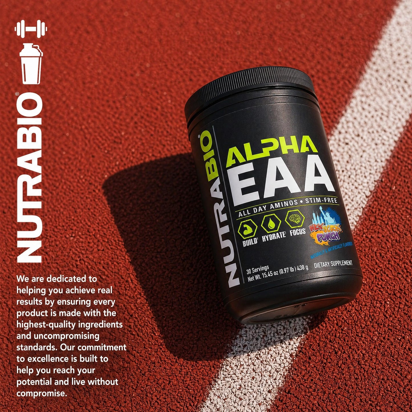 NutraBio Alpha EAA - All-Day Amino Acids for Muscle Growth and Hydration - Essential Amino Acids with Nootropics & Adaptogens- Full Spectrum EAA BCAA Powder - 30 Servings - Strawberry Lemon