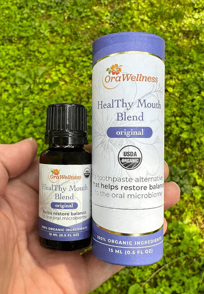 OraWellness Shine Remineralizing Natural Teeth Whitening Powder in Mint + Healthy Mouth Blend Organic Toothpaste & Mouthwash Alternative Tooth Oil