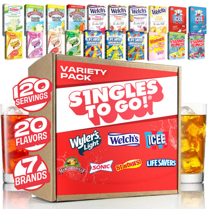 Singles To Go! 120ct Variety Pack - 20 Flavors Sugar Free Drink Mix Packets
