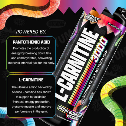 Nutrex Research L Carnitine 3000 - Clinically Dosed L-Carnitine Liquid for Energy, Metabolism & Muscle Recovery - Delicious Strawberry Watermelon - No Sugar, No Carbs, No Stimulants - 31 Servings