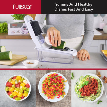 Fullstar Vegetable Chopper - Spiralizer Vegetable Slicer - Onion Chopper with Container