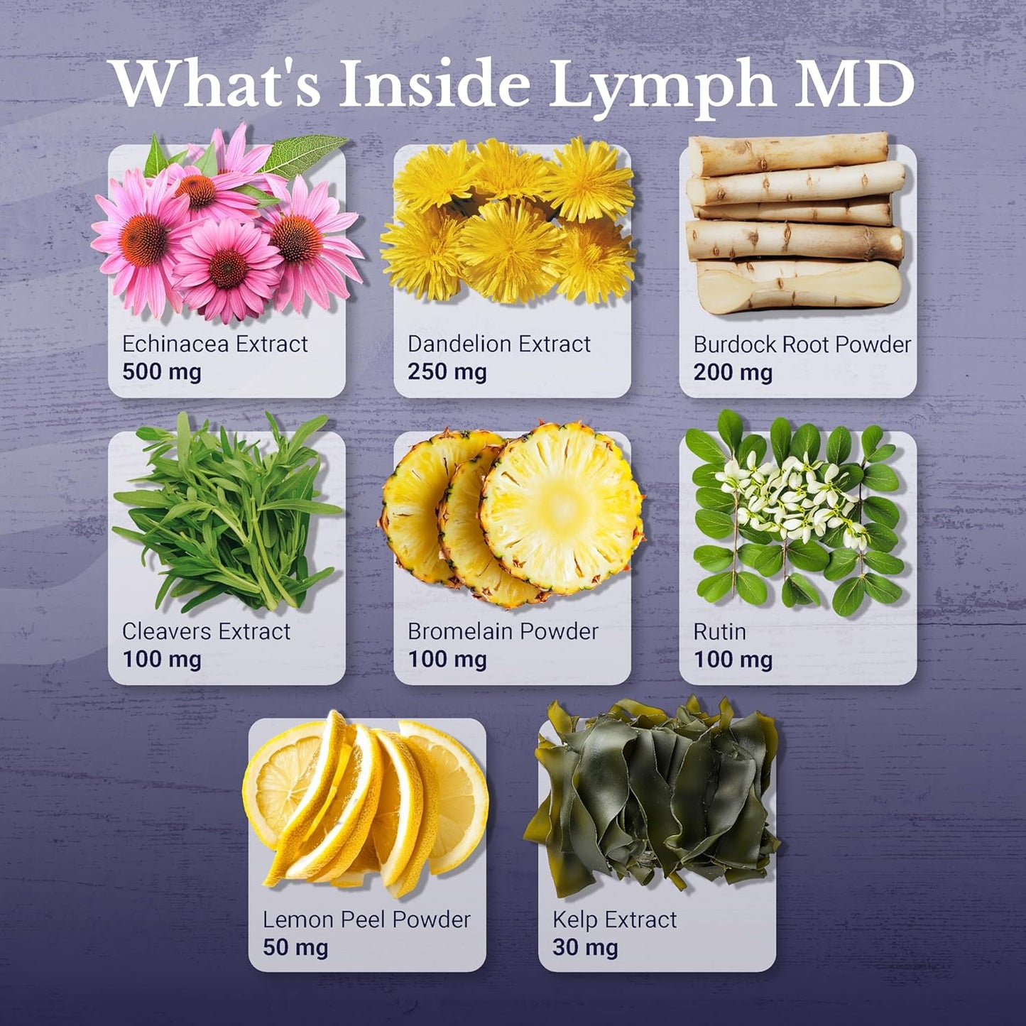Lymph MD | Lymphatic Drainage Supplement | Lymph Support | Lymph System Support with Bromelain, Echinacea, Burdock Root, Dandelion, Rutin, Kelp. 30 Days Supply. 60 Capsules