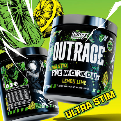 Outrage Ultra HIGH STIM Pre-Workout Powder for Men | 400mg Caffeine, L-Citrulline, Beta-Alanine, Creatine | Extreme Energy, Focus, Strength & Endurance (30 Servings, Strawberry Watermelon)