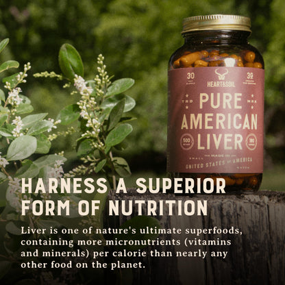 HEART & SOIL Beef Organs Supplement, 180 Capsules | 100% grass fed & finished from regenerative cattle with liver, heart, kidney, pancreas & spleen. 3000mg formula.