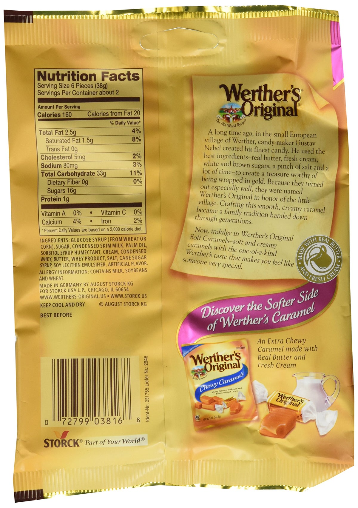 Werther's Original Sugar Free Hard Candies 1.46 Oz (3 Pack)