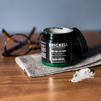 Brickell Men's Purifying Charcoal Face Mask Skin Care Product, Activated Charcoal Facial Mask With Detoxifying Kaolin Clay, Hyaluronic Acid, and Activated Charcoal, 4 Ounce, Unscented