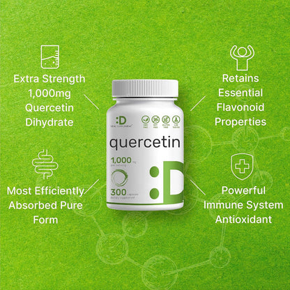 DEAL SUPPLEMENT Quercetin 1,000mg Per Serving, 300 Capsules – Healthy Immune Support Supplements, High Bioavailable Flavonoids, Natural Antioxidant – Non-GMO, Soy Free, No Gluten