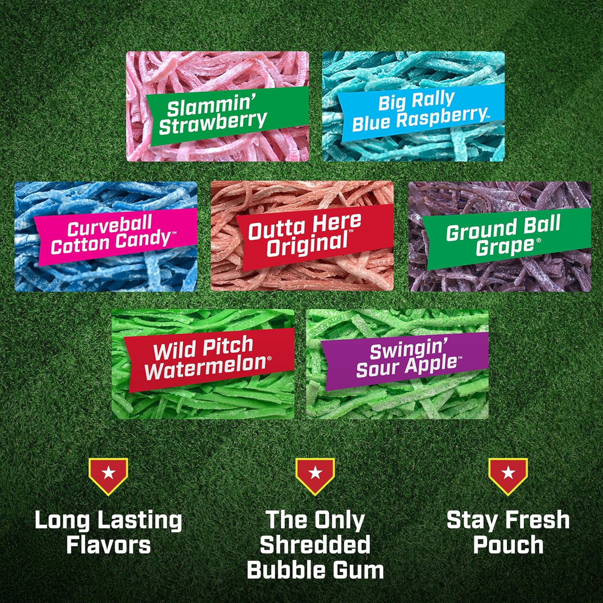 Big League Chew Variety Pack - Chewing Bubble Gum, Pack of 7 Flavors