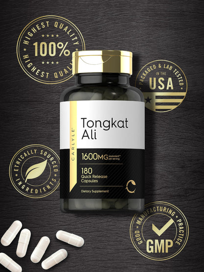 Carlyle Tongkat Ali | 180 Quick Release Capsules | 1,600mg | Non-GMO and Gluten Free