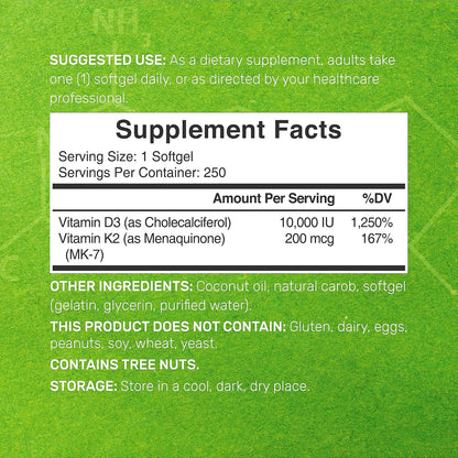 DEAL SUPPLEMENT Vitamin D3 10,000iu + K2 200mcg Softgels & Magnesium Complex Veggie Capsules Bundle – Essential Sunshine Vitamins with Coconut Oil – High Absorption Chelated Minerals, 10-in-1